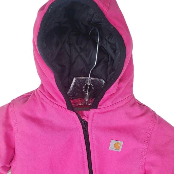 Carhartt Baby Girls Sz 6 Months One Piece Pink Insulated Outerwear Snowsuit - Picture 2 of 9